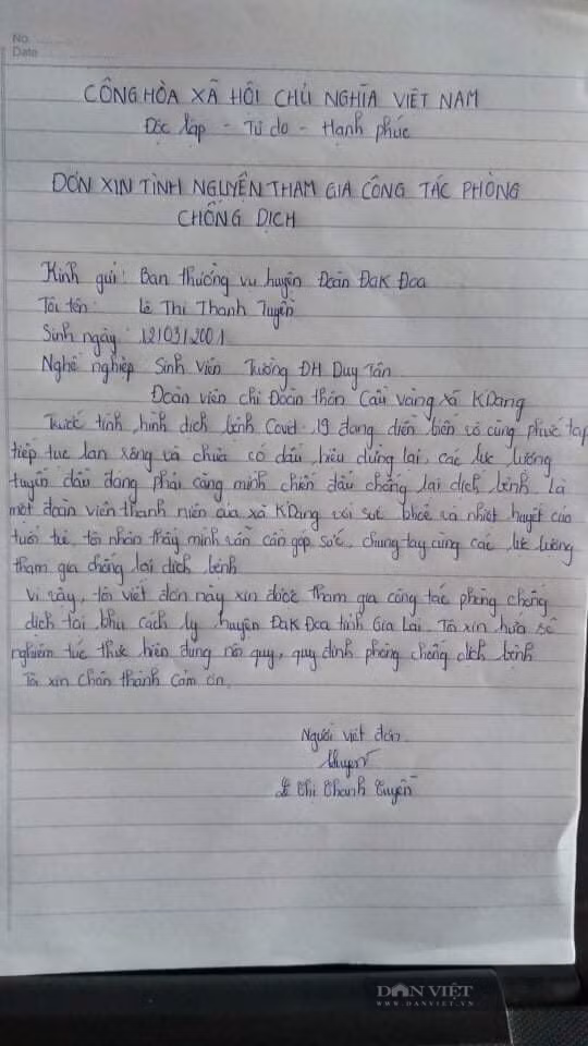 Gia Lai: Hàng trăm thanh niên viết đơn, xin được tham gia vào tuyến đầu chống dịch - Ảnh 1.