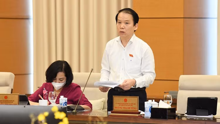 Chủ nhiệm Ủy ban Pháp luật của Quốc hội Hoàng Thanh Tùng trình bày báo cáo thẩm tra. Ảnh: Quốc hội