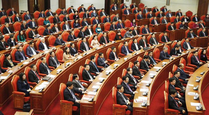 Đại biểu tham dự hội nghị Trung ương 2 (khóa XIII) ngày 9/3. Ảnh: VGP