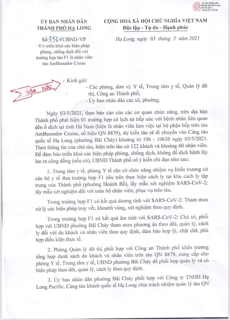 Quảng Ninh cách ly du thuyền 5 sao cùng 182 người trên vịnh Hạ Long ảnh 2