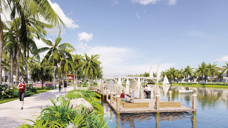 ‏Không gian xanh mát ven sông Đơ tạo nên bầu không khí nghỉ dưỡng đậm chất nhiệt đới tại Sun Riverside Village. Ảnh phối cảnh minh họa.