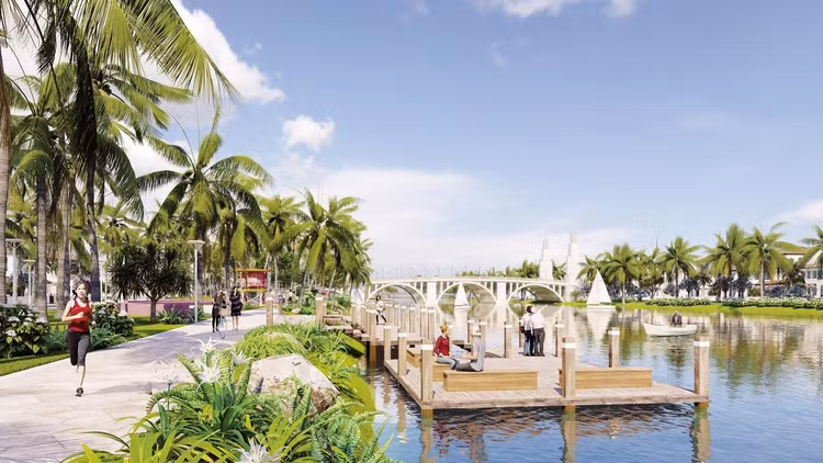 ‏Không gian xanh mát ven sông Đơ tạo nên bầu không khí nghỉ dưỡng đậm chất nhiệt đới tại Sun Riverside Village. Ảnh phối cảnh minh họa.