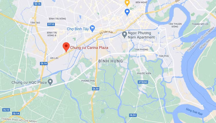 Nơi xảy ra vụ việc ở số 1648 trên đường Võ Văn Kiệt, phường 16, quận 8, TP.HCM. Ảnh: Google Maps.