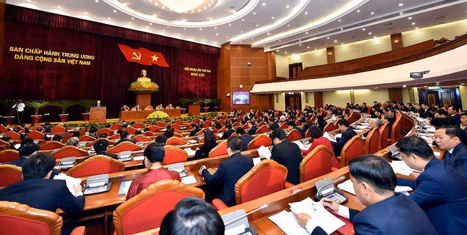 Hội nghị Trung ương 2 (khóa XIII) khai mạc tại Hà Nội sáng 8/3. Ảnh: VGP