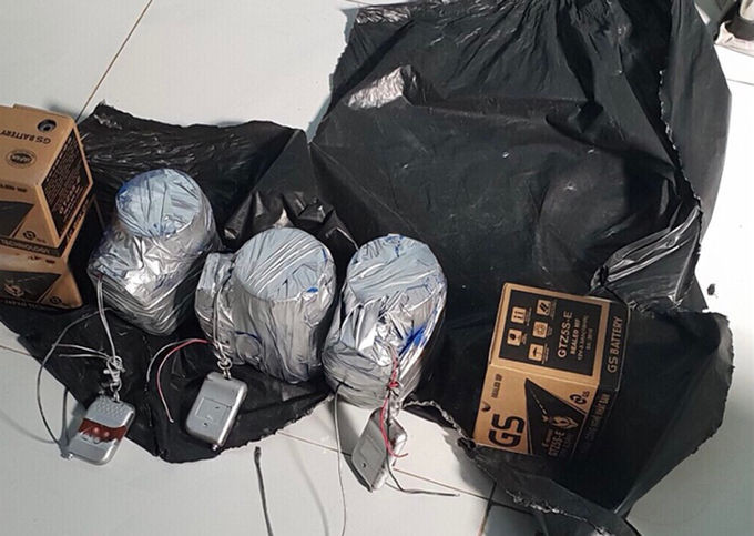 Bom do tổ chức Triều đại Việt chế tạo dùng để khủng bố. Ảnh: Công an cung cấp.