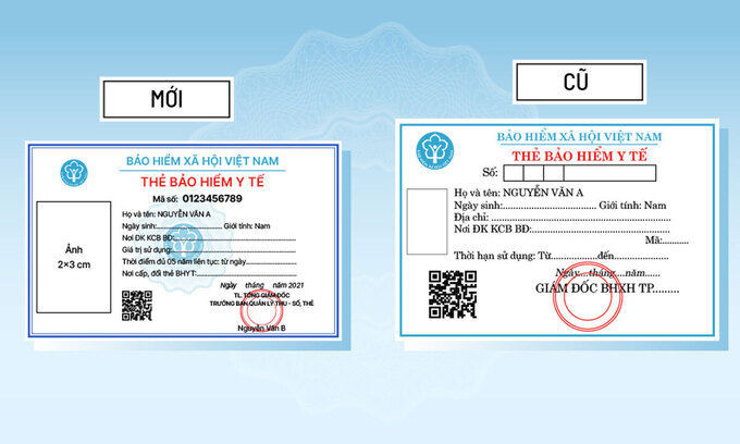 Mẫu ảnh thẻ BHYT mới và cũ đang được dùng song song trong khám chữa bệnh trên toàn quốc. Đồ họa: Việt Chung