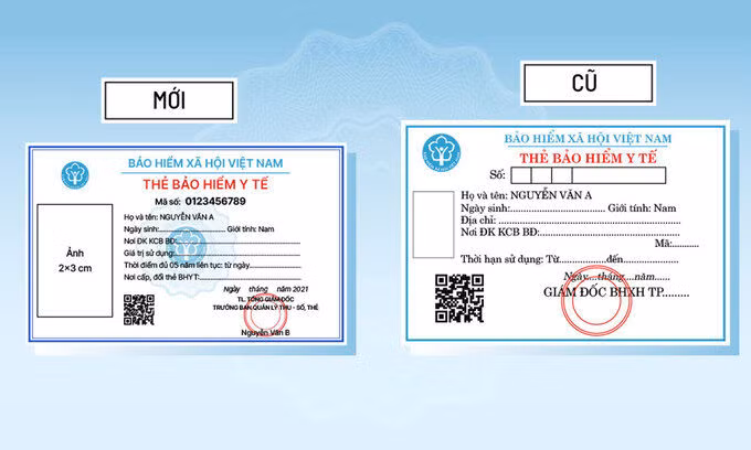 Mẫu ảnh thẻ BHYT mới và cũ đang được dùng song song trong khám chữa bệnh trên toàn quốc. Đồ họa: Việt Chung