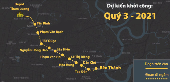 Sơ đồ tuyến Metro Số 2. Đồ hoạ: Thanh Huyền.