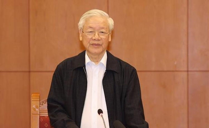 Tổng Bí thư, Chủ tịch nước Nguyễn Phú Trọng phát biểu kết luận cuộc họp. Ảnh: TTXVN