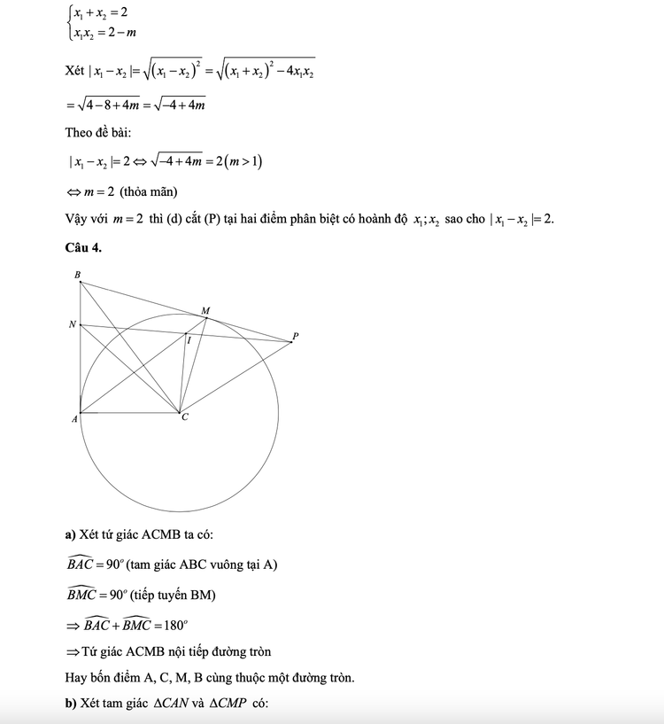 Đáp án gợi ý giải đề thi môn Toán vào lớp 10 THPT của Hà Nội - 5