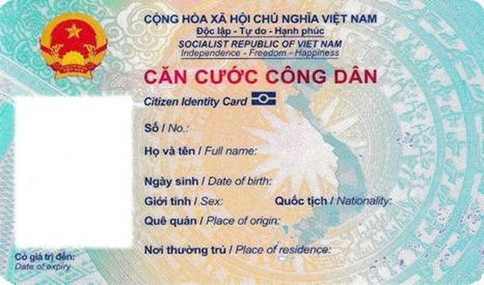 Mặt trước của thẻ căn cước công dân gắn chip. Ảnh: Bộ Công an
