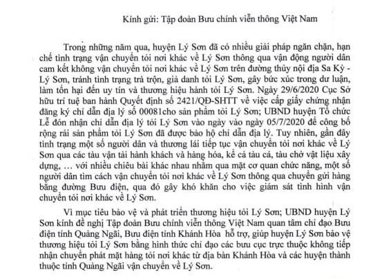 VNPT Quảng Ngãi lên tiếng về đề nghị không vận chuyển tỏi - 1