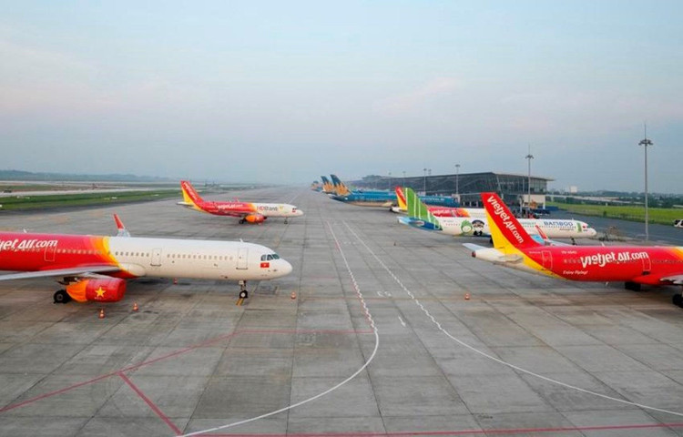 Máy bay của các hãng hàng không tại sân bay Nội Bài. (Ảnh: CTV/Vietnam+)