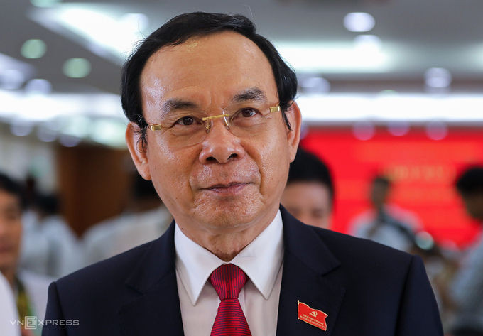 Bí thư Thành ủy TP HCM Nguyễn Văn Nên tại buổi họp báo hôm 18/10/2020 sau Đại hội Đảng bộ TP HCM. Ảnh: Quỳnh Trần.