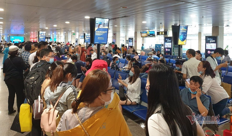 Nghìn người xếp kín đặc tầng 2 khu soi chiếu sân bay Tân Sơn Nhất