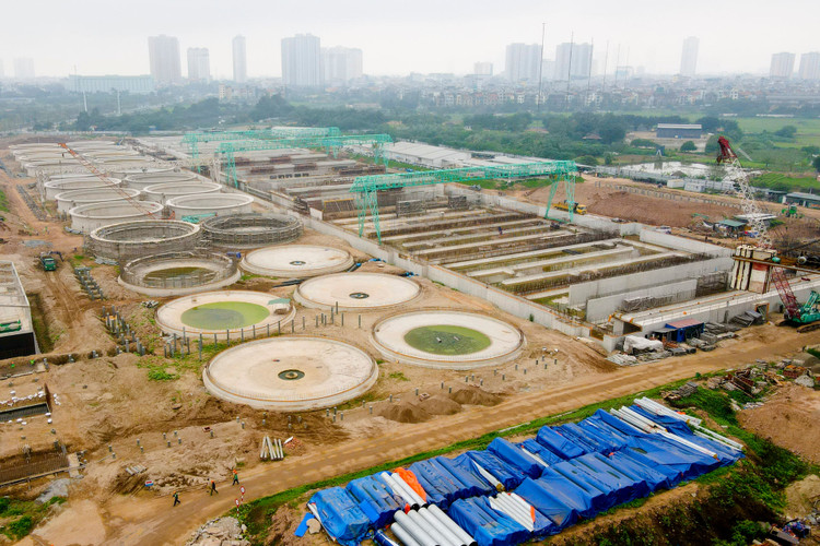 Cận cảnh nhà máy xử lý nước thải lớn nhất miền Bắc dần hình thành - 1
