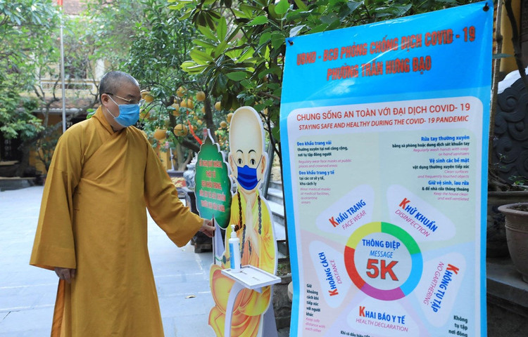 Thông điệp 5K tại Chùa Quán Sứ, Hà Nội. (Ảnh minh họa: Minh Đức/TTXVN)