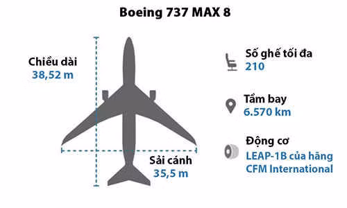 Các thông số của mẫu máy bay Boeing 737 MAX 8. Ảnh: BBC.