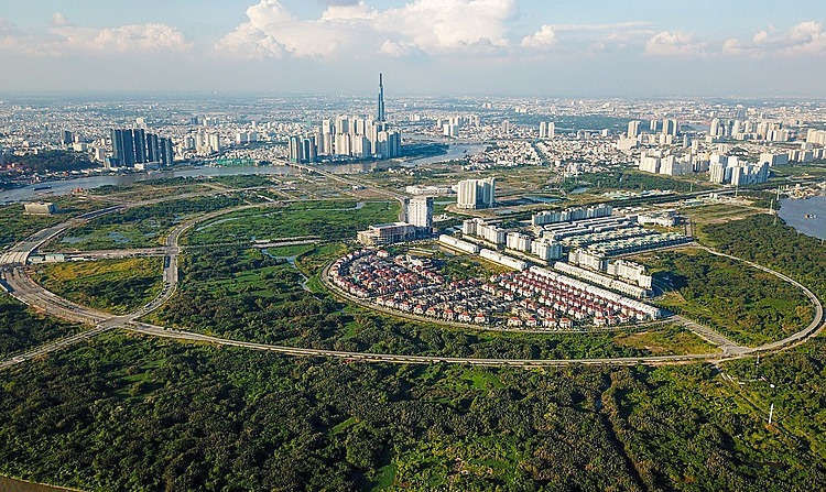 Khu đô thị mới Thủ Thiêm nhìn từ trên cao. Ảnh: Quỳnh Trần