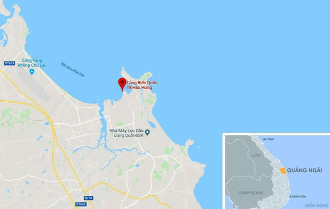 Xac dinh thu pham khien nuoc bien doi mau ca phe o Quang Ngai hinh anh 3 map_QuangNgai_cangHaoHung.jpg