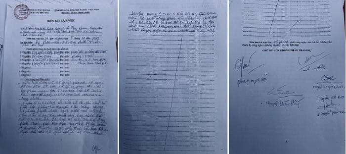 Biên bản làm việc của đoàn kiểm tra ngày 5/12/2019 tại thửa đất số 03, 05, 44 tờ bản đồ số 36 tọa lạc tại xã Long Phước.