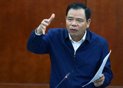 Trưởng ban chỉ đạo Quốc gia phòng chống dịch tả lợn châu Phi tại phiên làm việc sáng 26/3. Ảnh: Võ Hải.