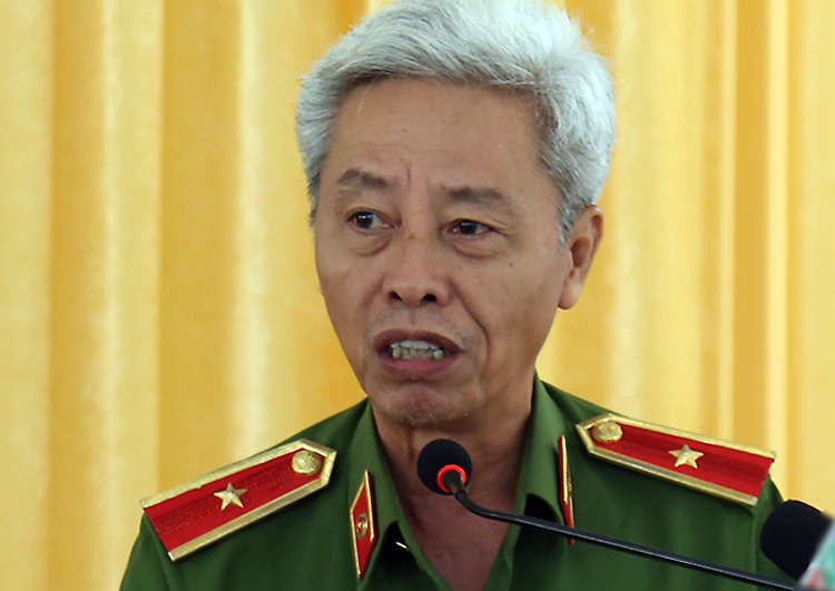 Thiếu tướng Phan Anh Minh tại hội nghị hôm nay. Ảnh: Trung Sơn.