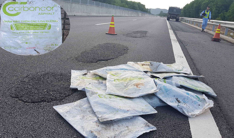 Đội ngũ kỹ sư cho sử dụng vật liệu vá đường một đằng, áp dụng phương pháp một nẻo, bong lên thì cho vá lại