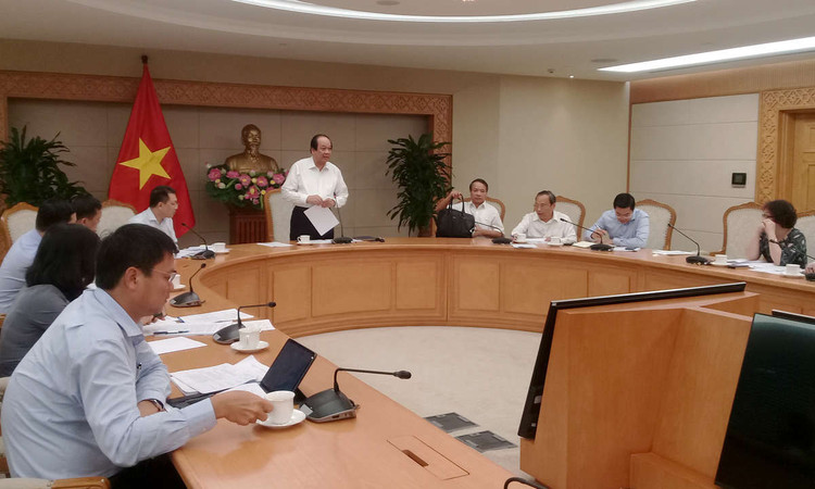 Bộ trưởng, Chủ nhiệm VPCP Mai Tiến Dũng phát biểu tại buổi làm việc. - Ảnh: VGP