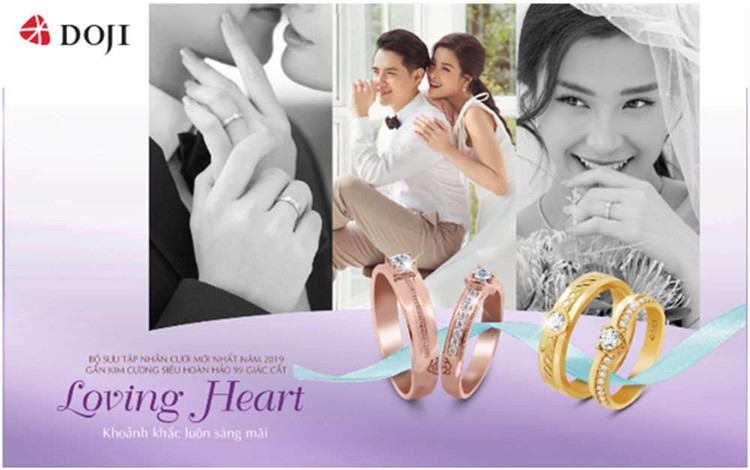 Tạo điểm nhấn cho mùa cưới 2019 – 2020, Wedding Land – Thương hiệu Trang sức Cưới thuộc Tập đoàn Vàng bạc Đá quý DOJI cho ra mắt Bộ sưu tập nhẫn cưới Loving Heart gắn kim cương siêu hoàn hảo 99 giác cắt mang thông điệp Khoảnh khắc luôn sáng mãi.