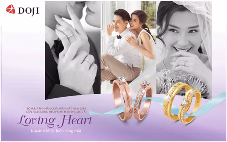 Tạo điểm nhấn cho mùa cưới 2019 – 2020, Wedding Land – Thương hiệu Trang sức Cưới thuộc Tập đoàn Vàng bạc Đá quý DOJI cho ra mắt Bộ sưu tập nhẫn cưới Loving Heart gắn kim cương siêu hoàn hảo 99 giác cắt mang thông điệp Khoảnh khắc luôn sáng mãi.