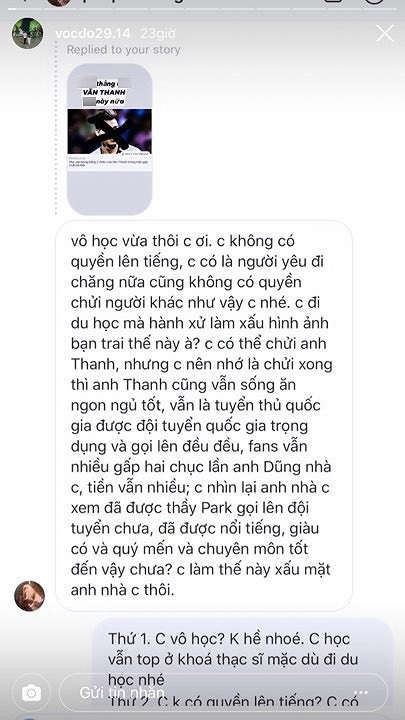 Bạn gái hậu vệ Văn Dũng xúc phạm Vũ Văn Thanh, 'thách thức' dư luận - ảnh 2