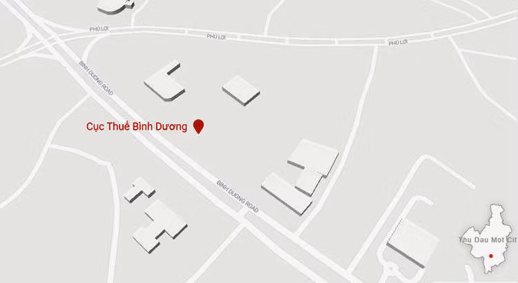 Vị trí Cục thuế Bình Dương. Ảnh: Datawrapper.