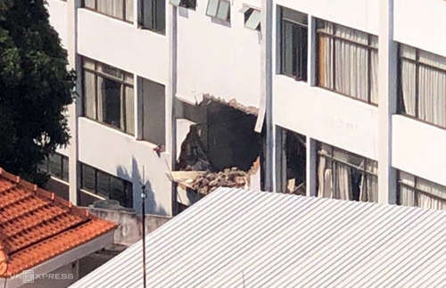 Vị trí phát nổ. Ảnh: Nguyệt Triều.