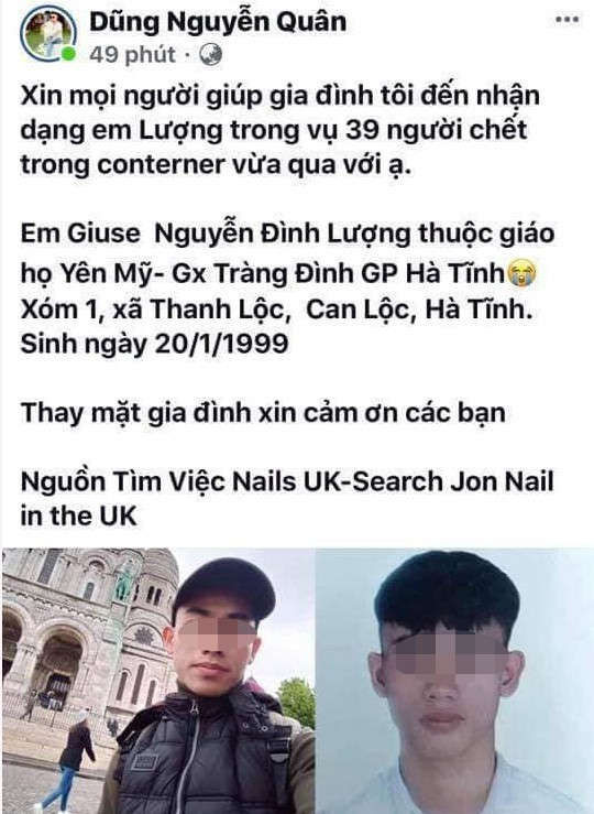  Vụ 39 người chết ở Anh: Công an lấy mẫu ADN các gia đình có lao động mất liên lạc ở Anh - Ảnh 3.