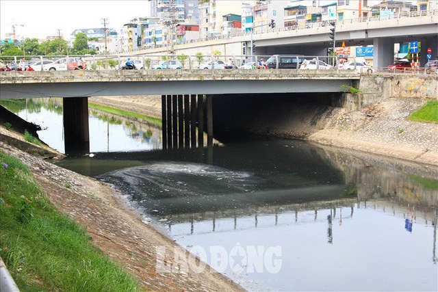 Nước sông Tô Lịch đen trở lại, xuất hiện cá chết trắng nổi lềnh bềnh - Ảnh 1.
