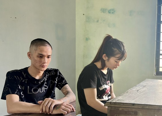 Đối tượng Trần Viết Thanh và Nguyễn Thị Anh Thi tại cơ quan công an - Ảnh: CACC/ Tiền Phong