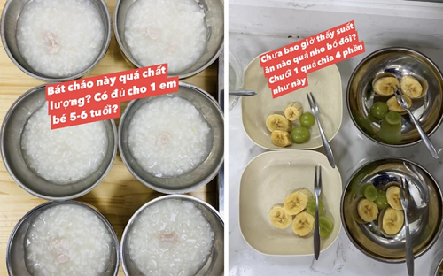 Phụ huynh chia sẻ hình ảnh tố bữa ăn cơ sở mầm non AMIS Trần Hữu Dực chưa đảm bảo chất lượng - Ảnh: VTC News
