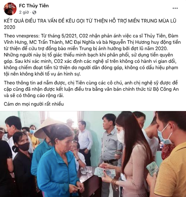 Phía Thuỷ Tiên lên tiếng sau khi Bộ Công an xác nhận không chiếm đoạt tiền từ thiện - Ảnh 2.