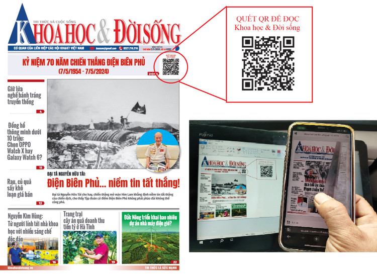 e-Paper thông qua QR code trên báo in Khoa học và Đời sống.