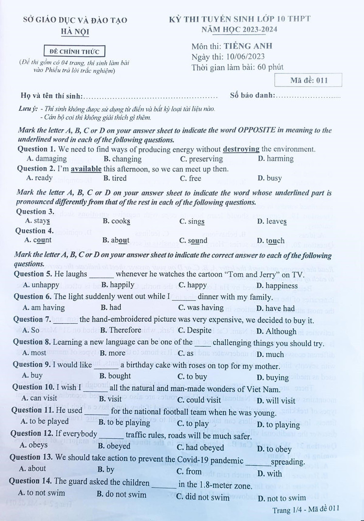 Goi y dap an mon Tieng Anh thi vao lop 10 cua Ha Noi-Hinh-4