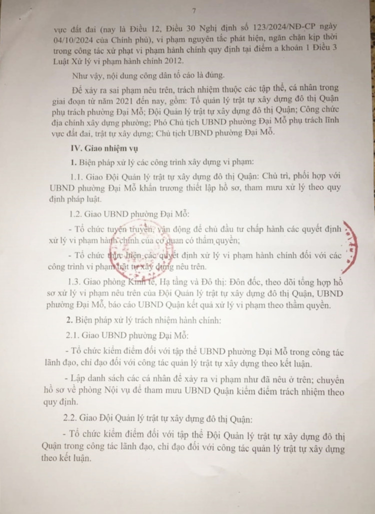 De xuat ky luat nhieu can bo UBND phuong Dai Mo bao che vi pham TTXD