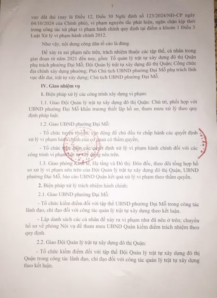 De xuat ky luat nhieu can bo UBND phuong Dai Mo bao che vi pham TTXD