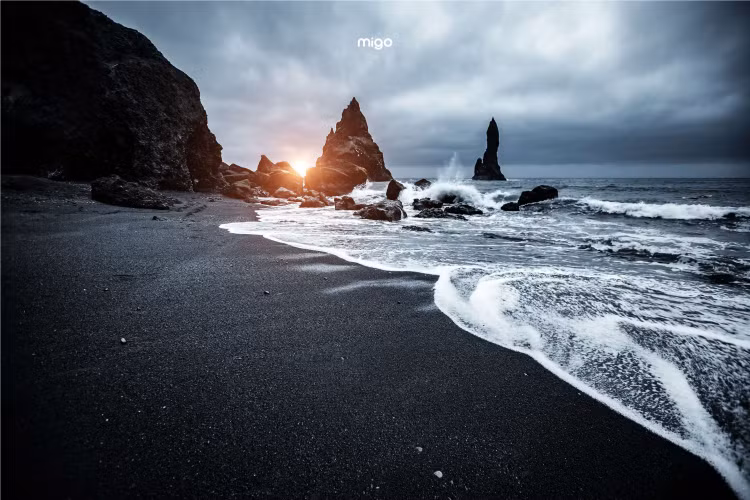 Biển cát đen ở Iceland. Ảnh: migo Biển cát đen ở Iceland. Ảnh: migo