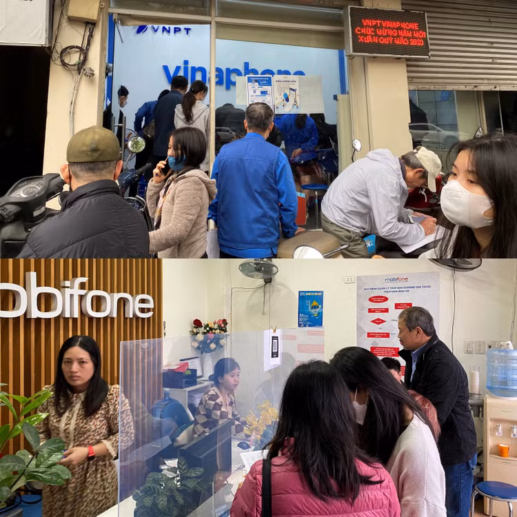 Người dân Hà Nội ùn ùn đi chuẩn hóa thông tin thuê bao trong ngày 31/3. Ảnh: T.Huy
