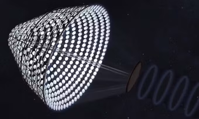 Mô phỏng hệ thống sản xuất điện mặt trời trong vũ trụ SPS-ALPHA. Ảnh: NASA Mô phỏng hệ thống sản xuất điện mặt trời trong vũ trụ SPS-ALPHA. Ảnh: NASA