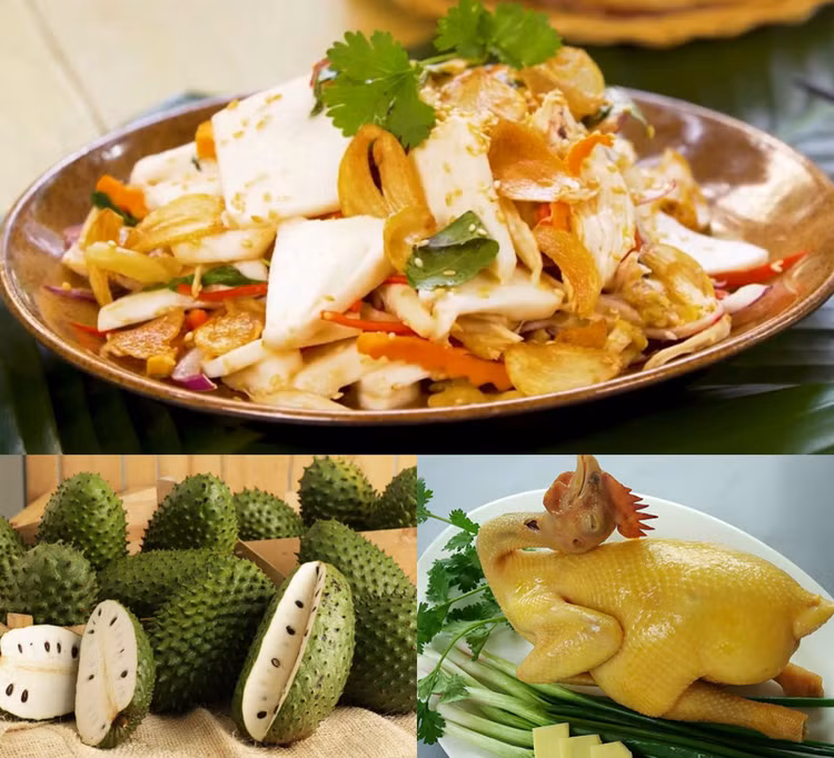 Món gỏi gà mãng cầu xiêm lạ miệng hấp dẫn,