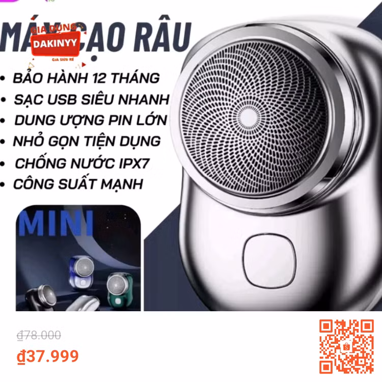 Máy cạo râu mini kép tự mài, dao cạo râu điện 360 chống nước IP7, sạc USB, được rao bán giá chỉ 37.990 đồng trên Shopee. Máy cạo râu mini kép tự mài, dao cạo râu điện 360 chống nước IP7, sạc USB, được rao bán giá chỉ 37.990 đồng trên Shopee.