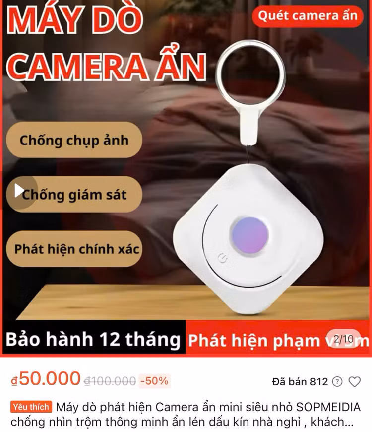 Máy dò camera giá 50.000 đồng liệu có chất lượng? Ảnh chụp màn hình