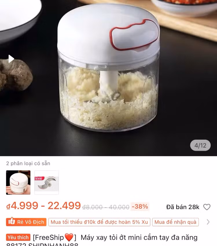 Có nên mua máy xay tỏi ớt mini cầm tay đa năng giá 22.000 đồng?. Ảnh chụp màn hình